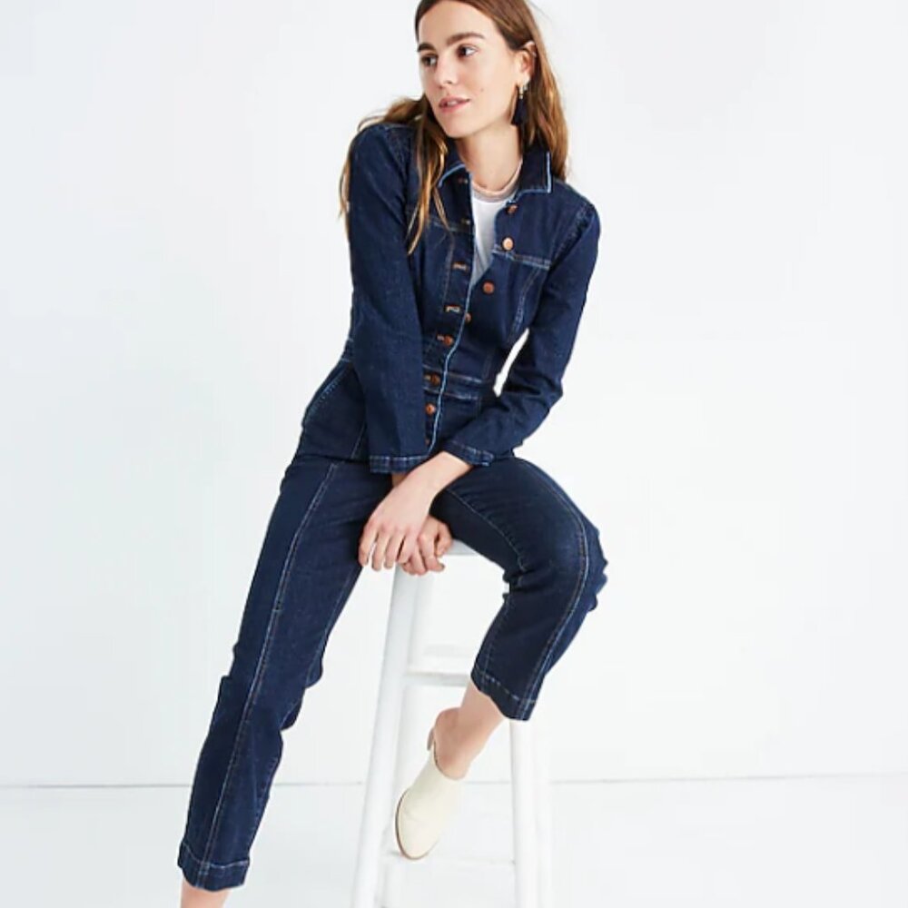 Madewell Denim Puff-Sleeve Jumpsuit Irma wash